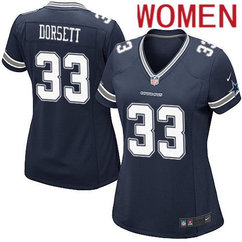 Women Dallas Cowboys 33 Tony Dorsett Nike Navy Game Team NFL Jersey